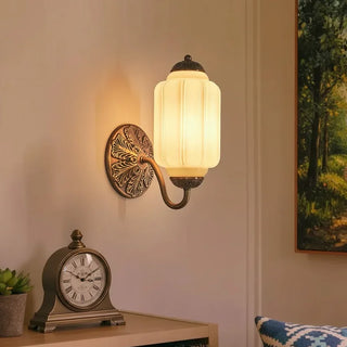 Vintage Milk Glass Wall Light With Candlestick Design