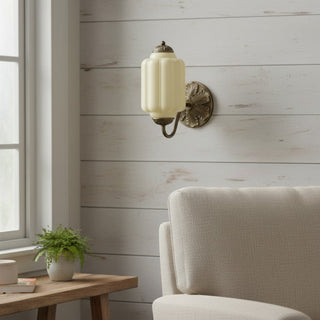 Vintage Milk Glass Wall Light With Candlestick Design