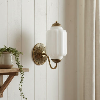 Vintage Milk Glass Wall Light With Candlestick Design