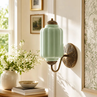 Vintage Milk Glass Wall Light With Candlestick Design
