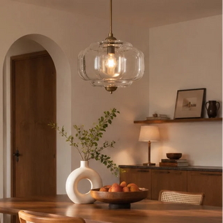 Vintage Pumpkin Glass Pendant Light