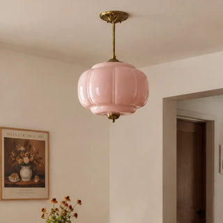 Vintage Pumpkin Glass Pendant Light