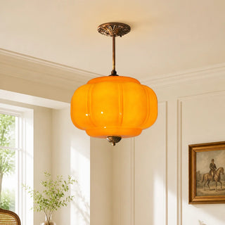 Vintage Pumpkin Glass Pendant Light