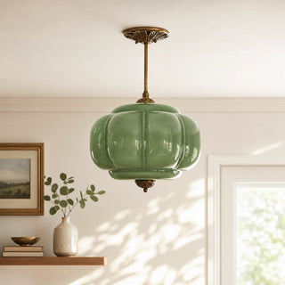 Vintage Pumpkin Glass Pendant Light