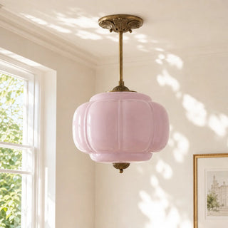 Vintage Pumpkin Glass Pendant Light