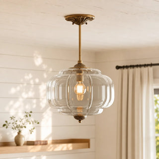 Vintage Pumpkin Glass Pendant Light