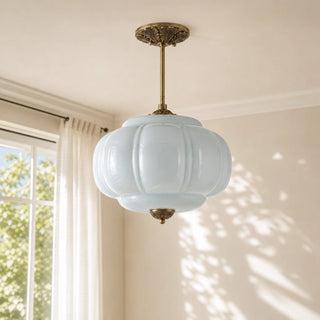 Vintage Pumpkin Glass Pendant Light
