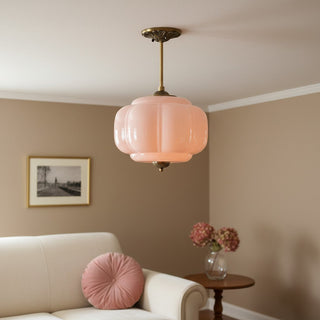 Vintage Pumpkin Glass Pendant Light