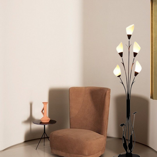 Art Deco Floral Floor Lamp With Sculptural Flower Design