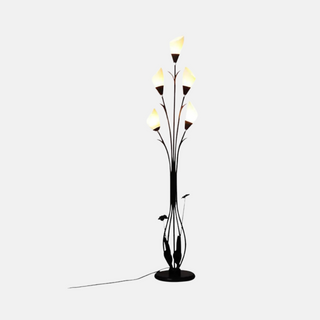 Art Deco Floral Floor Lamp With Sculptural Flower Design