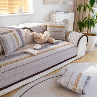 Linen Sofa Cover with Fringe