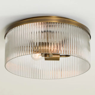 Retro Ribbed Glass Flush Mount Ceiling Light
