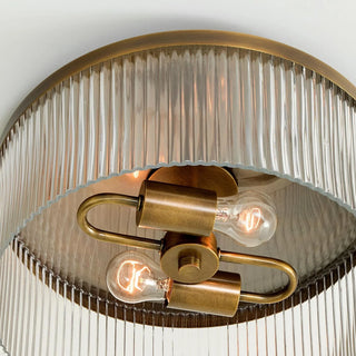 Retro Ribbed Glass Flush Mount Ceiling Light