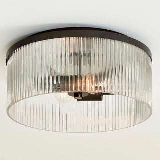 Retro Ribbed Glass Flush Mount Ceiling Light