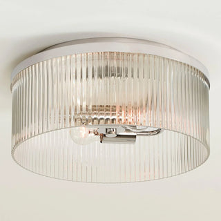 Retro Ribbed Glass Flush Mount Ceiling Light