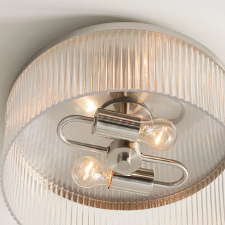 Retro Ribbed Glass Flush Mount Ceiling Light