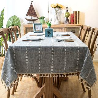 Cotton Linen Stripe Tablecloth