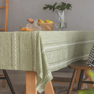 Cotton Linen Stripe Tablecloth