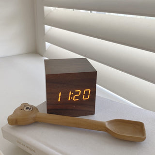 Digital Wooden Desk Clock with Alarm