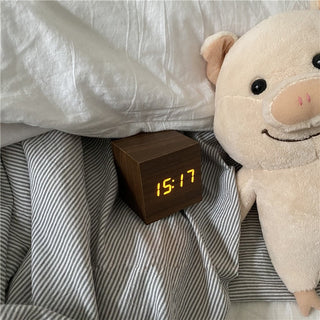 Digital Wooden Desk Clock with Alarm