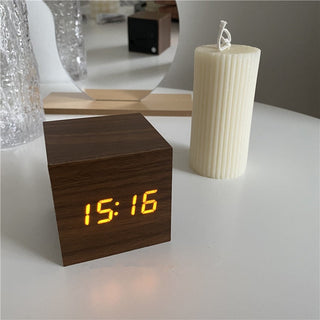 Digital Wooden Desk Clock with Alarm