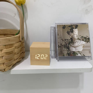 Digital Wooden Desk Clock with Alarm