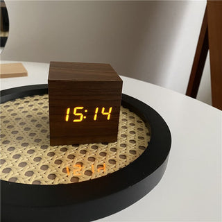 Digital Wooden Desk Clock with Alarm