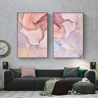 Modern Pink & Gold Abstract Canvas Wall Art