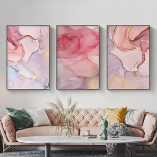 Modern Pink & Gold Abstract Canvas Wall Art