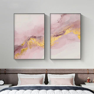 Modern Pink & Gold Abstract Canvas Wall Art