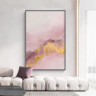 Modern Pink & Gold Abstract Canvas Wall Art