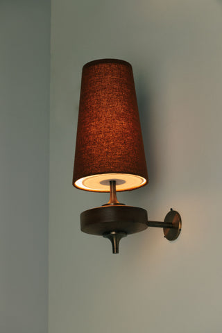 Vintage Brass Wall Light With Fabric Shade