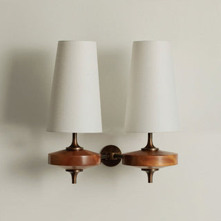 Vintage Brass Wall Light With Fabric Shade