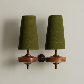 Vintage Brass Wall Light With Fabric Shade