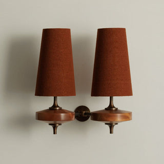 Vintage Brass Wall Light With Fabric Shade
