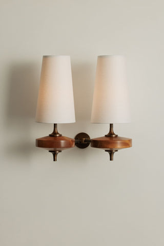 Vintage Brass Wall Light With Fabric Shade