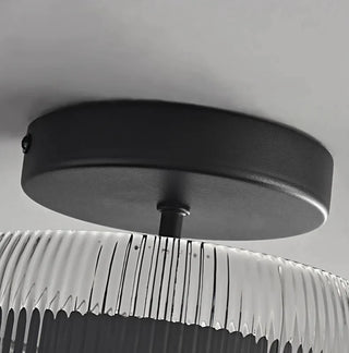 Modern Ribbed Glass Dome Ceiling Light In Black