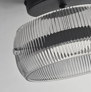 Modern Ribbed Glass Dome Ceiling Light In Black