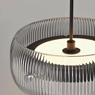 Modern Ribbed Glass Dome Ceiling Light In Black