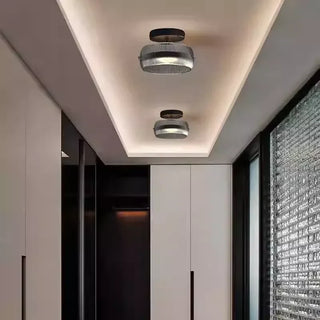Modern Ribbed Glass Dome Ceiling Light In Black