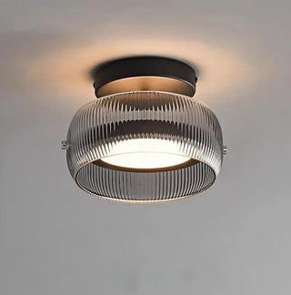 Modern Ribbed Glass Dome Ceiling Light In Black