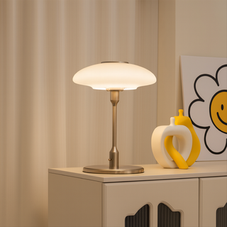 Swedish Table Lamp With Glass Shade