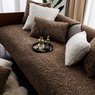 Warm Teddy Fleece Non-Slip Sofa Cover