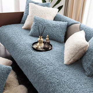 Warm Teddy Fleece Non-Slip Sofa Cover