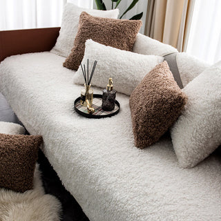Warm Teddy Fleece Non-Slip Sofa Cover