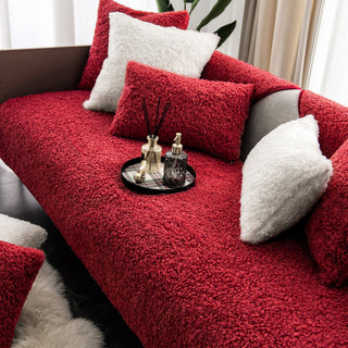 Warm Teddy Fleece Non-Slip Sofa Cover