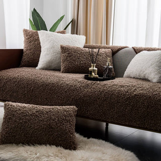Warm Teddy Fleece Non-Slip Sofa Cover