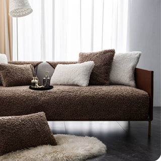 Warm Teddy Fleece Non-Slip Sofa Cover
