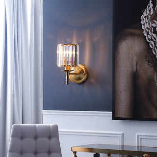 Luxury Clear Crystal Wall Light In Brass