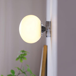 Round Opal Glass Wall Light with Brass Base